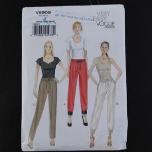 Vogue Jogger Pants Pattern in Red, Tan, Cream